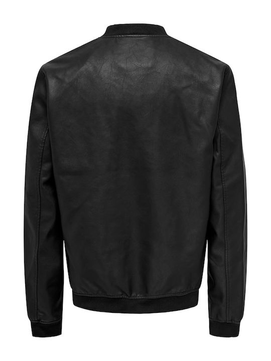 Only & Sons Herren Jacke Leder Schwarz