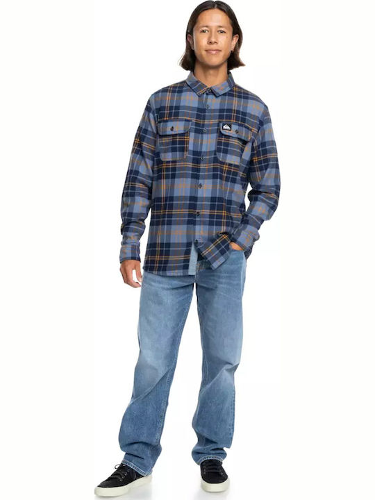 Cantwell Long-sleeved Flannel Shirt Checked Blue