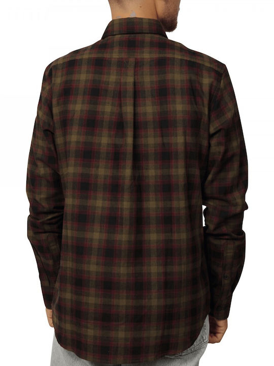 Timberland Men's Shirt Long Sleeve Flannel Checked Khaki/Black