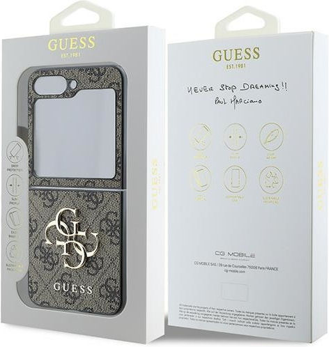 Guess Metal Logo Back Cover Synthetic Leather Brown (Galaxy Z Flip6 / Z Flip7 FE)
