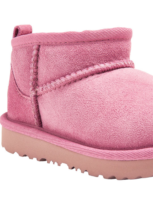 Classic Suede Kids Boots with Zipper Pink