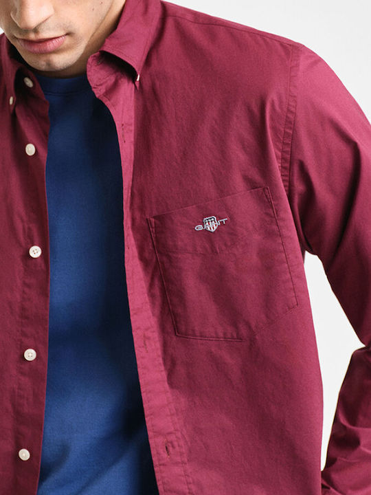 Long-sleeved Cotton Shirt Red Wine