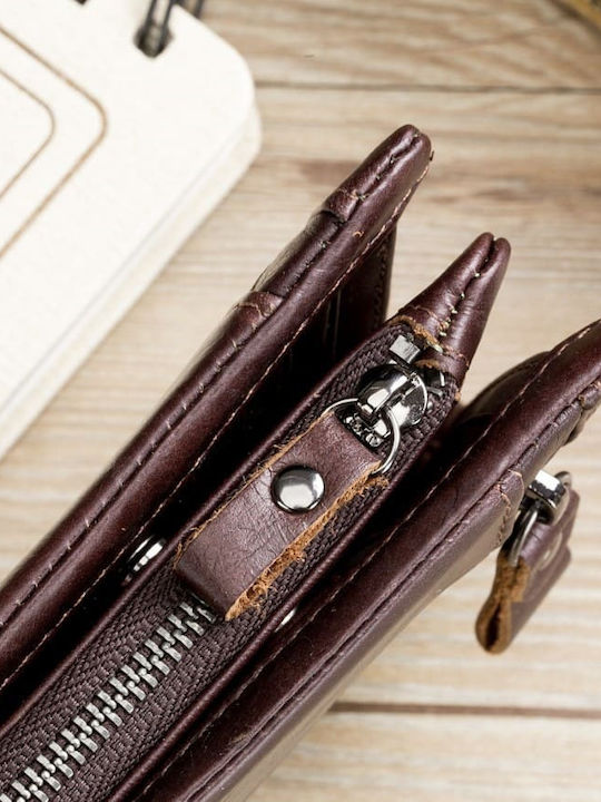 Leather Men's Wallet Classic with RFID Brown