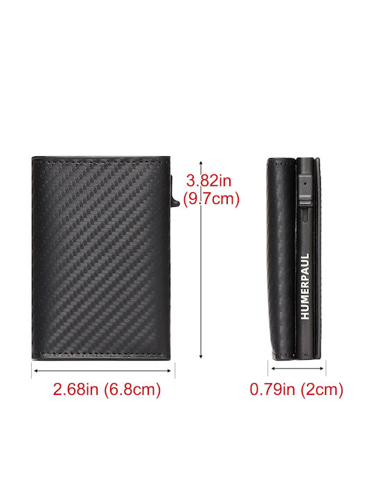 Men's Wallet Cards with RFID and Slide Mechanism Black