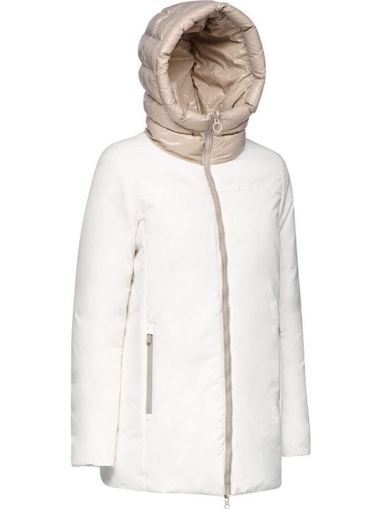 Scurtă Jachetă de femei tip parka Alb