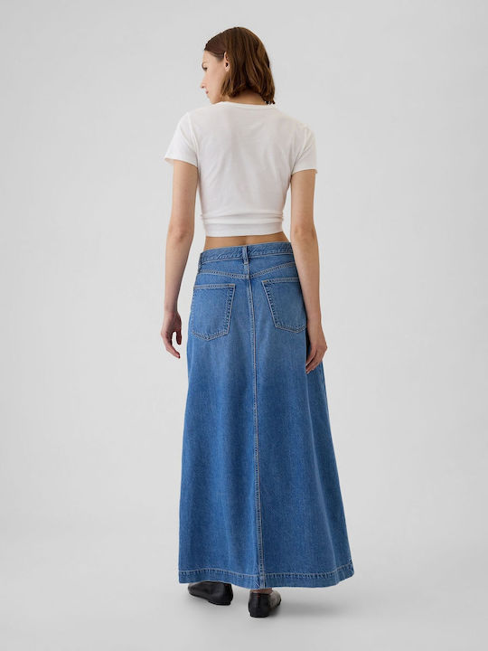 GAP Gin Fustă Maxi Light Blue Indigo