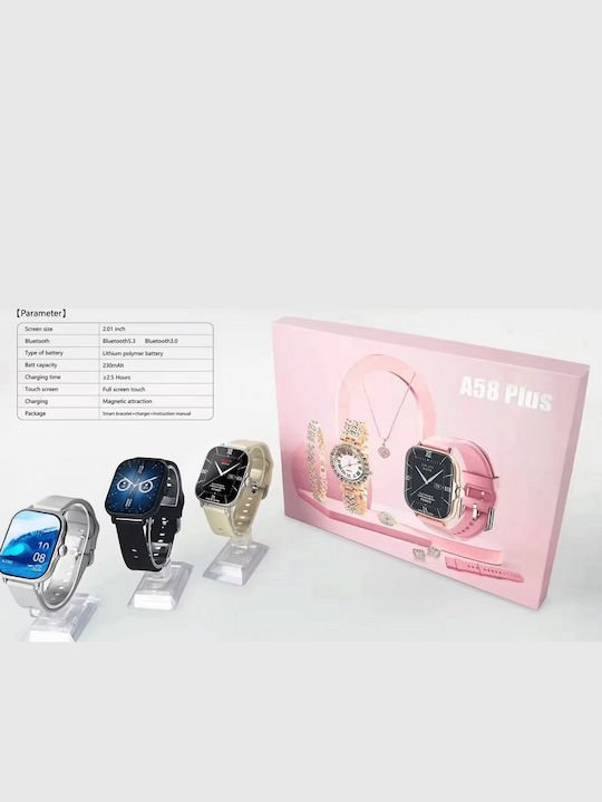 Πολυτελές Σετ Κοσμημάτων Ανδρικό Smartwatch Bracelet &γυναικείο Ρολόι Quartz Ασημί Πολυτελές Σετ Κοσμημάτων Ανδρικό Smartwatch Bracelet &γυναικείο Ρολόι Quartz Ασημί