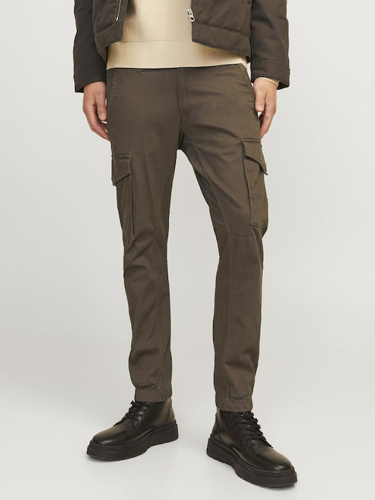 Jack & Jones Ανδρικό Παντελόνι Cargo Ελαστικό Black, Wren Brown