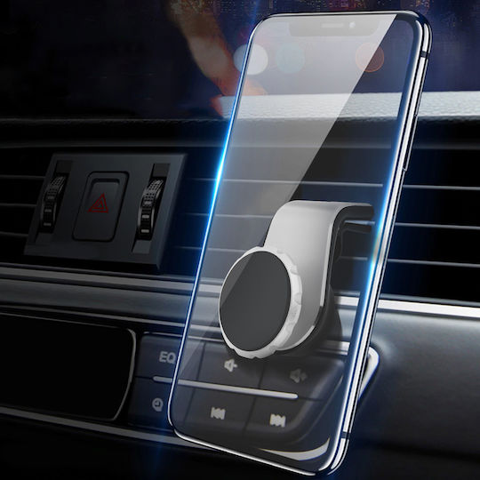 Smartphone Car Holder Magnetic System Ventilation Grille Attachment Silver