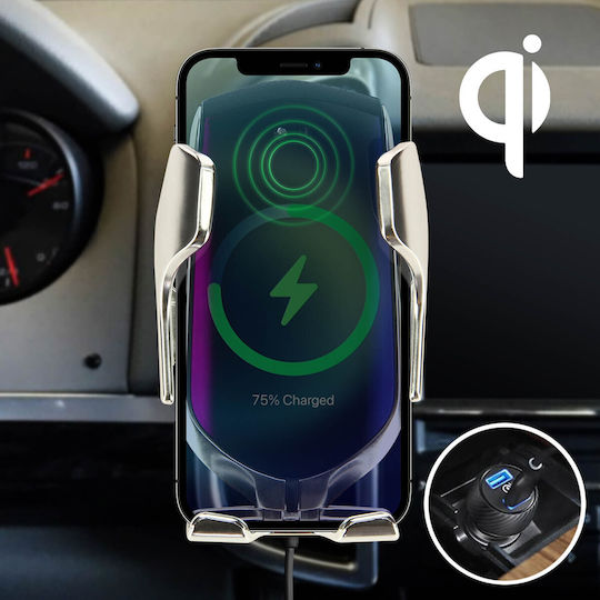 Поставка за телефон за кола с Qi зарядно 7.5W 10W саморегулираща се - черна
