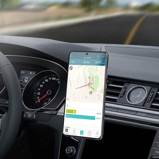 Suport magnetic pentru telefon auto pe grila de ventilație, poziție peisaj și portret, negru