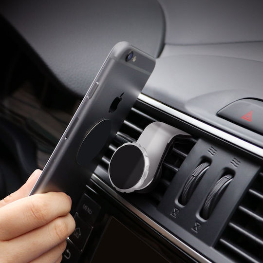 Smartphone Car Holder Magnetic System Ventilation Grille Attachment Silver