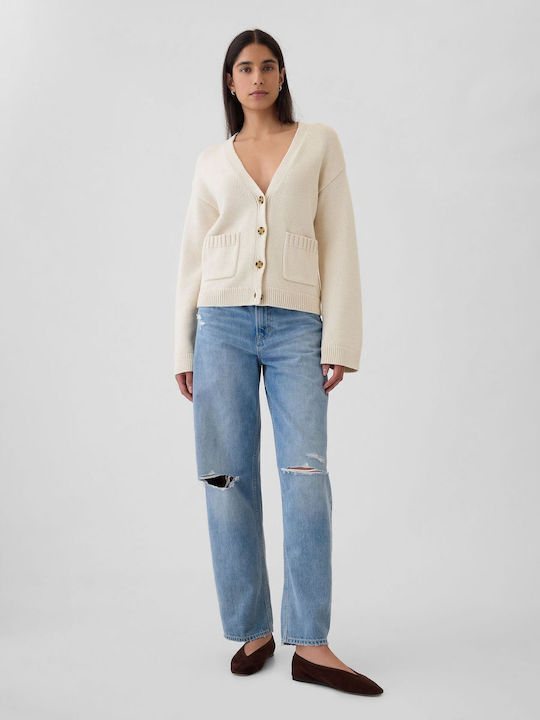 Women's Knitted Cardigan with Buttons Cream Beige