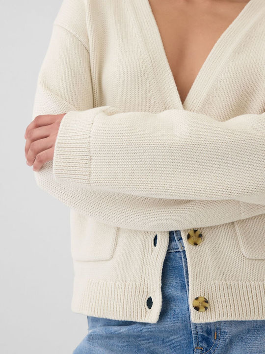 Women's Knitted Cardigan with Buttons Cream Beige