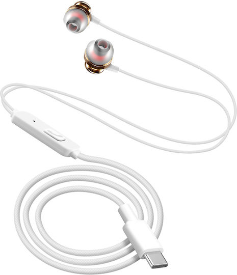 Wired USB-C In-ear Earphones Linq White with Microphone and Button