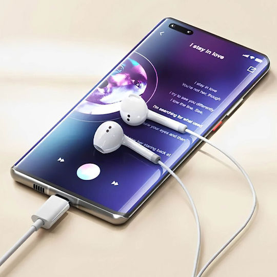 USB-C Handsfree Earphones Noise-canceling Microphone Control Buttons Length 1.2m White