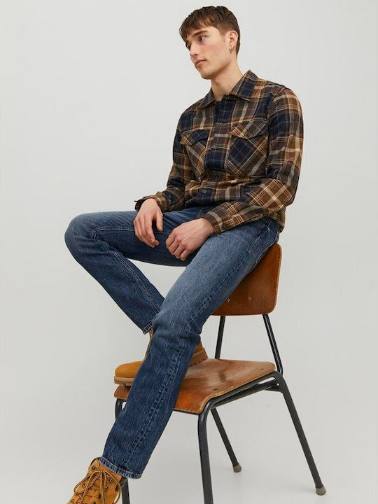 Mike Men's Jeans Pants with Regular Tapered Fit Blue Denim
