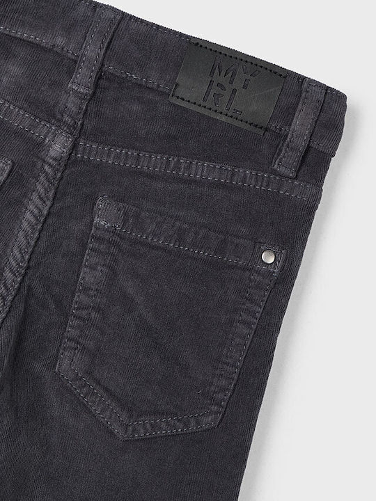 Mayoral Kids Corduroy Trousers Deep Charcoal Slim Fit