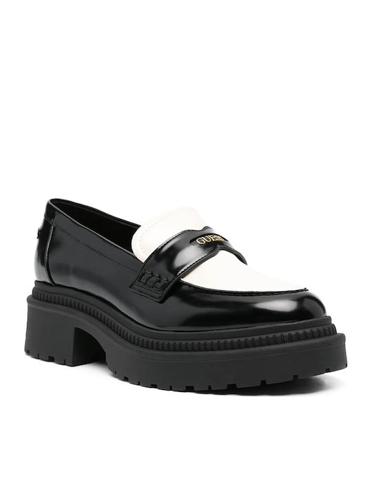 Finda2 Λουστρίνι Γυναικεία Loafers Μαύρο-Εκρού