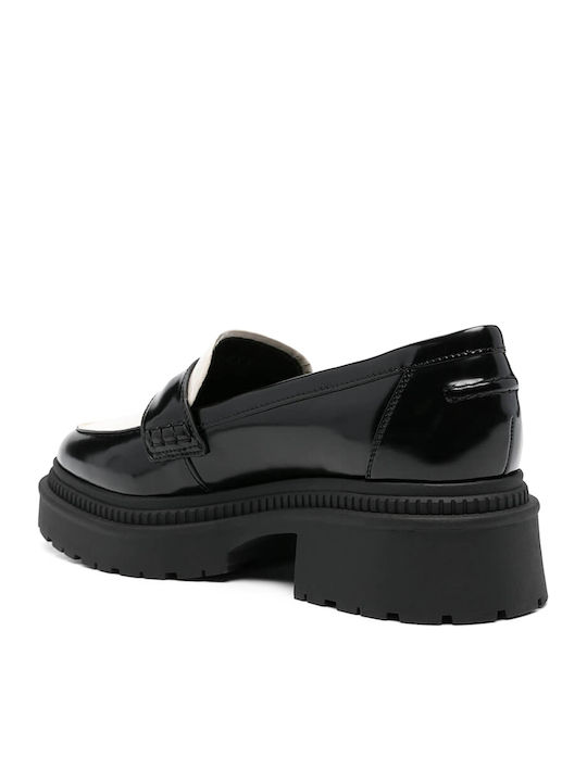 Finda2 Λουστρίνι Γυναικεία Loafers Μαύρο-Εκρού