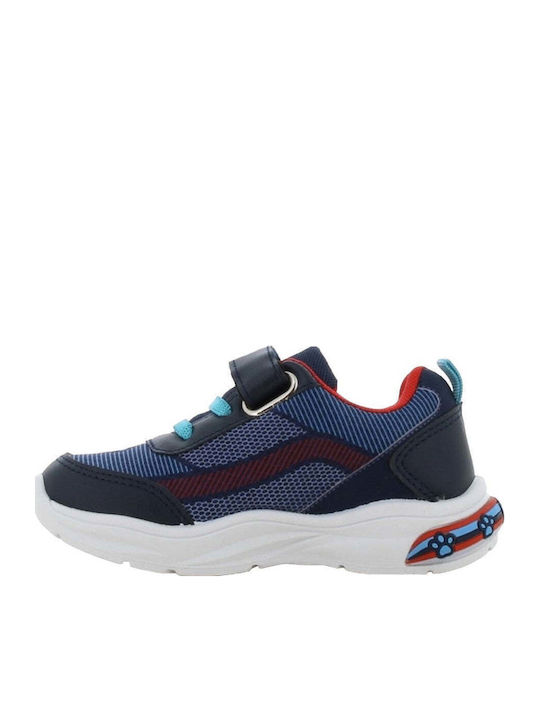Παιδικά Sneakers Ανατομικά με Σκρατς & Φωτάκια Μπλε