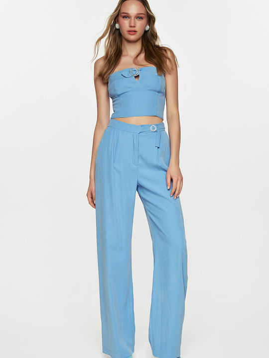 Γυναικείο Crop Top Σιέλ