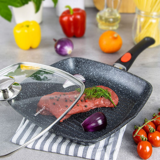 KING Hoff Grill With Lid made of Aluminum with Stone Coating 28cm