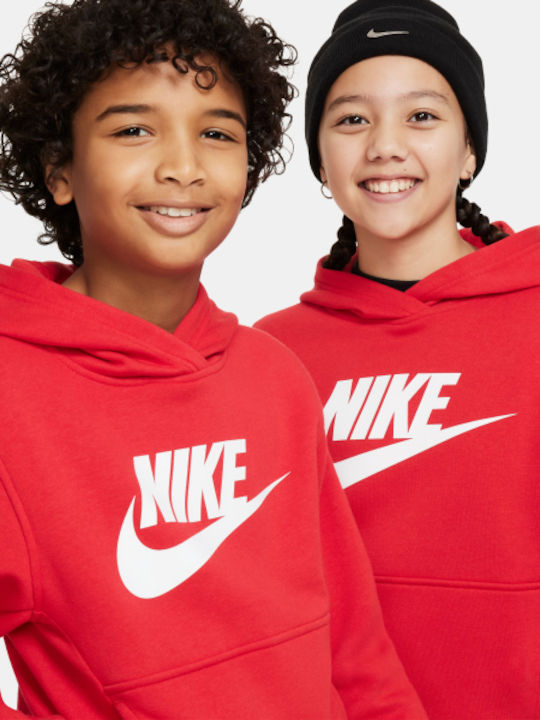 Fleece Kids Sweatshirt with Hood and Pockets Red SPORTSWEAR CLUB