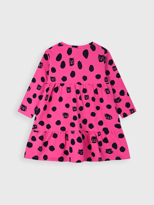 Energiers Mädchen Kleid Polka Dot Langärmelig Magenta