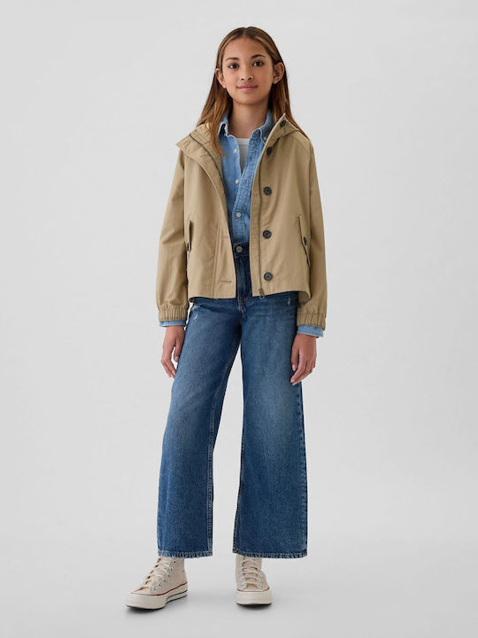 Kids' Trench Coat with Hood Khaki