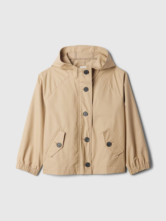 Kids' Trench Coat with Hood Khaki