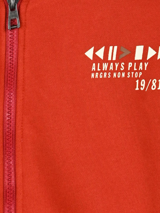 Kids Sweatshirt Cardigan with Hood and Pockets Red Pepper