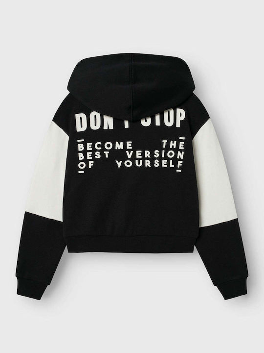 Kinder-Sweatshirtjacke mit Kapuze Schwarz