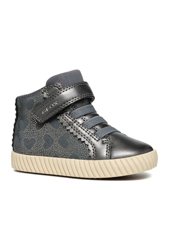 Leather Kids Boots with Velcro Gray