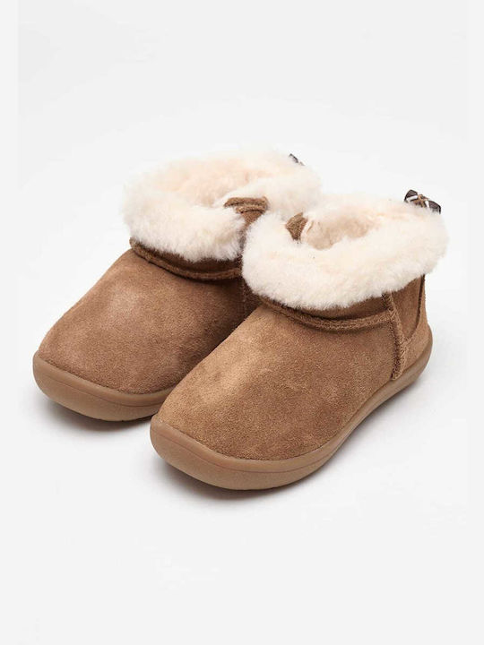 Kinsey Suede Kids Boots with Zipper Tabac Brown