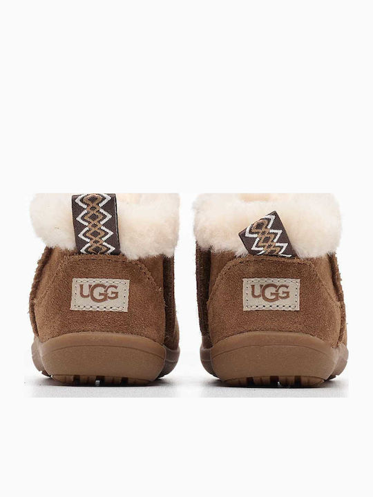 Kinsey Suede Kids Boots with Zipper Tabac Brown