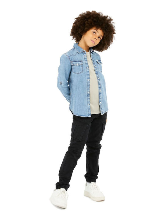Kids Shirt Long Sleeve Denim Blue