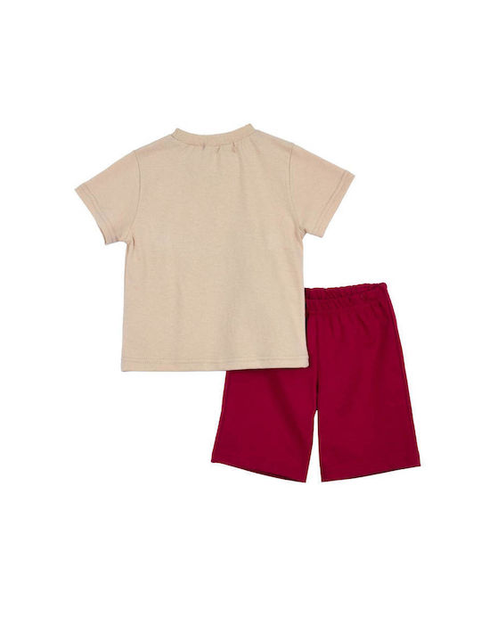 Frenzy Kids Set with Shorts Summer 2pcs Beige Red