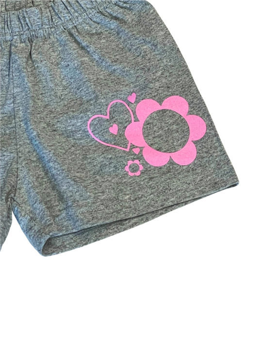 Stardust Kinder Set mit Shorts Sommer 2Stück Λευκό, Γκρι