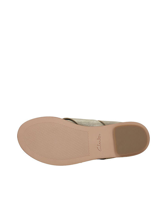 Clarks Plat Piele Mules în Argint Culoare