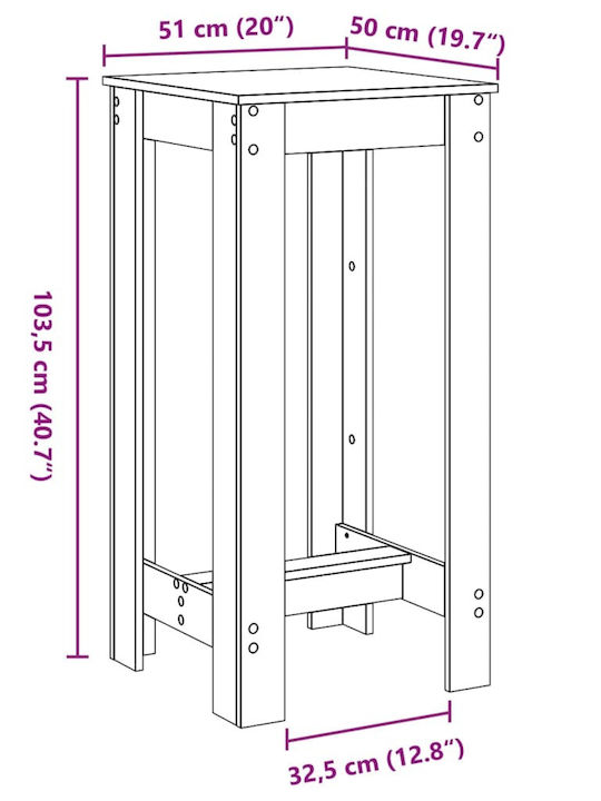 Table Bar Wooden Coffee 51x50x103.5cm