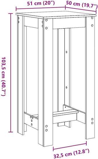 Table Bar Wooden Coffee 51x50x103.5cm