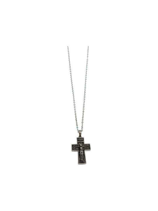 One Men's Cross with the Crucified from Steel with Chain