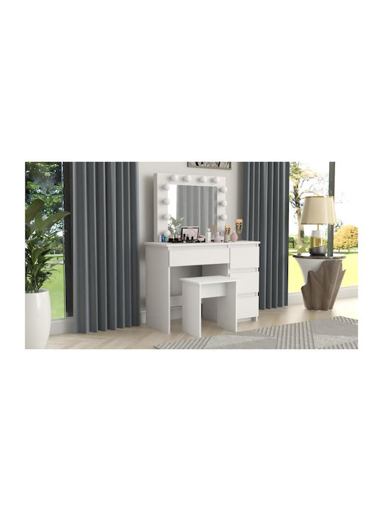 Wooden Makeup Dressing Table White with Mirror 94x43x141cm