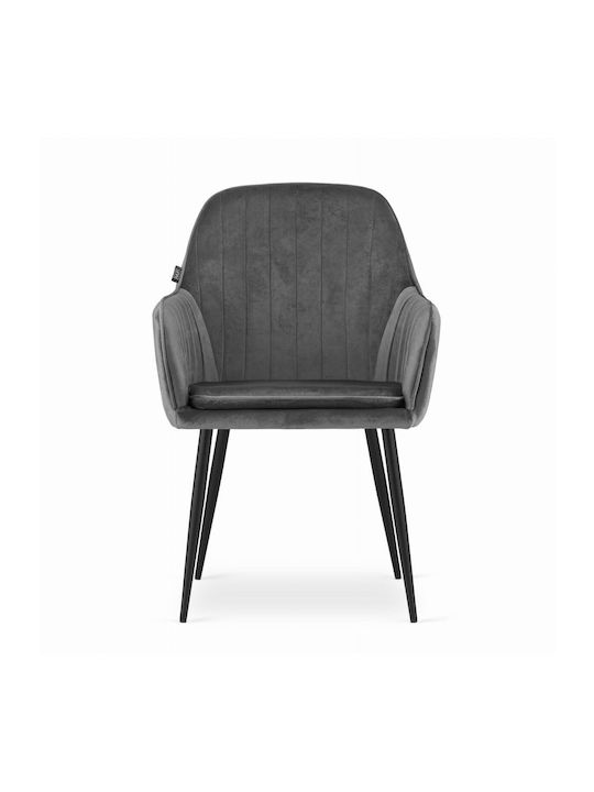 Stühle Speisesaal Gray And Black 1Stück 57.5x56.5x86.5cm