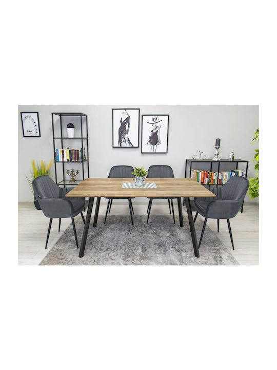 Stühle Speisesaal Gray And Black 1Stück 57.5x56.5x86.5cm