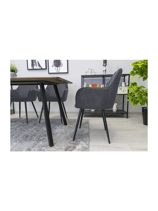 Stühle Speisesaal Gray And Black 1Stück 57.5x56.5x86.5cm