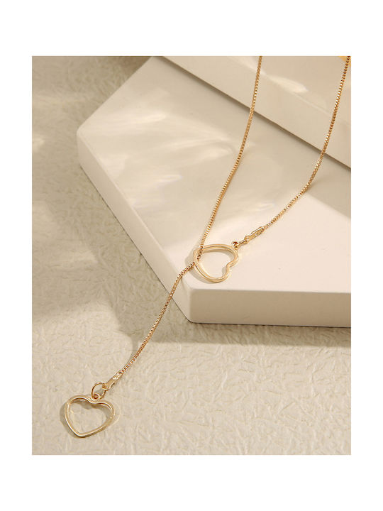 Rock Club Necklace with design Heart from Gold Plated Steel