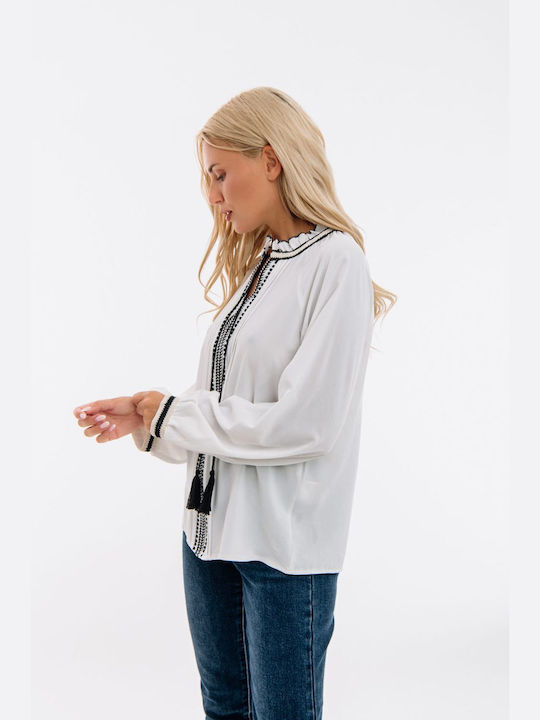 Freestyle Damen Bluse Langärmelig White