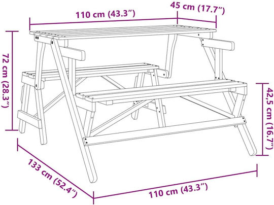 Ξύλινο Τραπέζι Εξωτερικού Χώρου Καφέ 110x133x72εκ.
